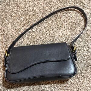 Classic Black Leather Shoulder Bag